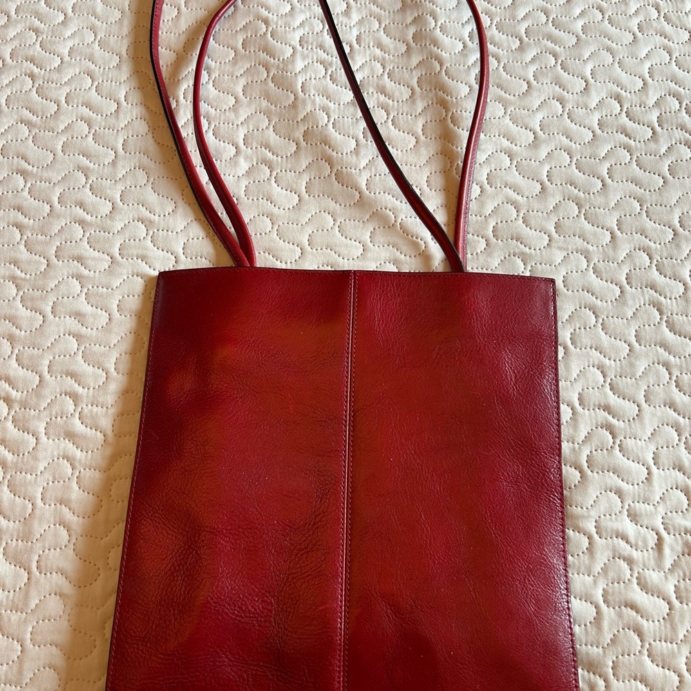 Elegant Red Leather Tote Bag